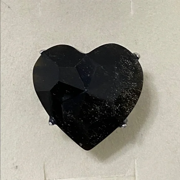 Heart Raw obsidian crystal Statement Ring - Picture 4 of 11